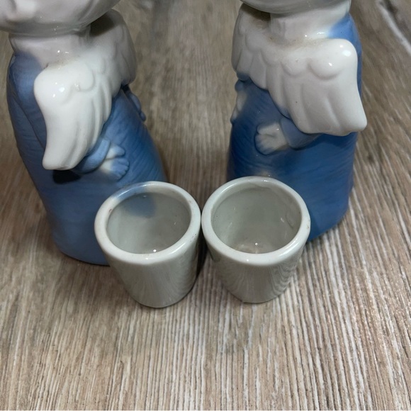 Vintage Sanmyro Blue Angel Candlestick Toothpick Decor Cherub Made In Japan - Picture 4 of 14